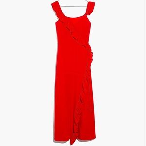 MADEWELL Ruffles Wrap Red Maxi Dress